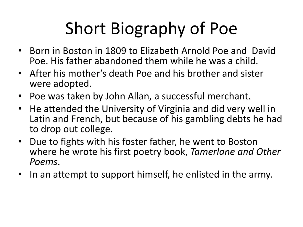 short biography of poe