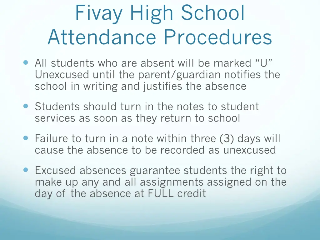 fivay high school attendance procedures