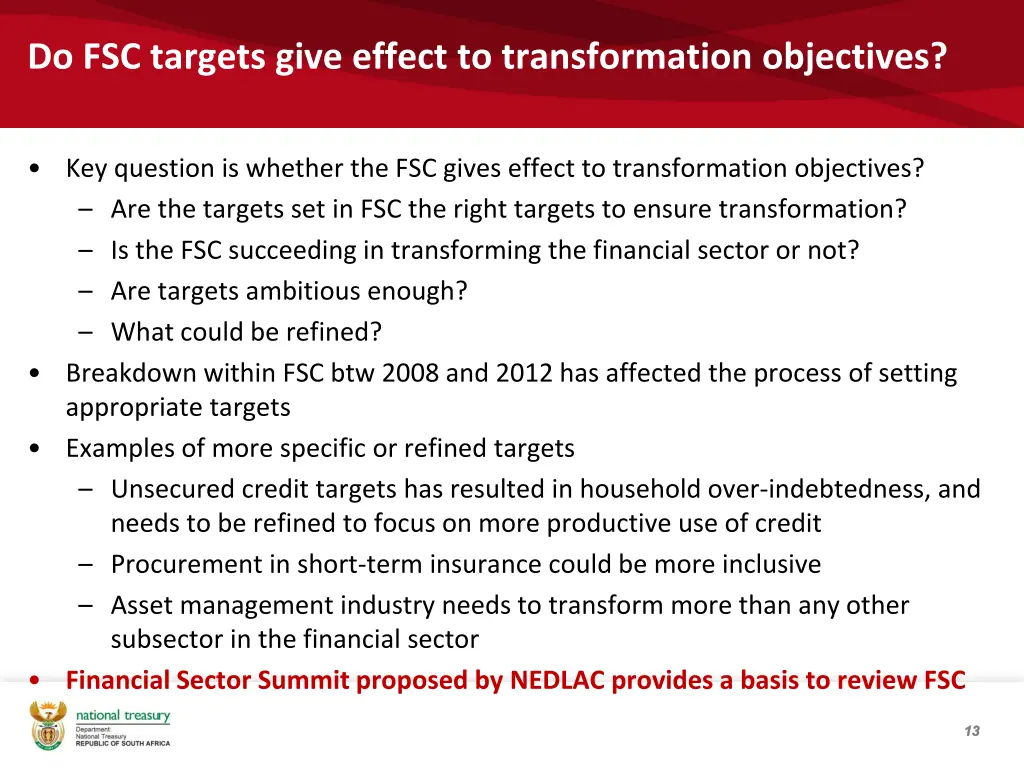 do fsc targets give effect to transformation