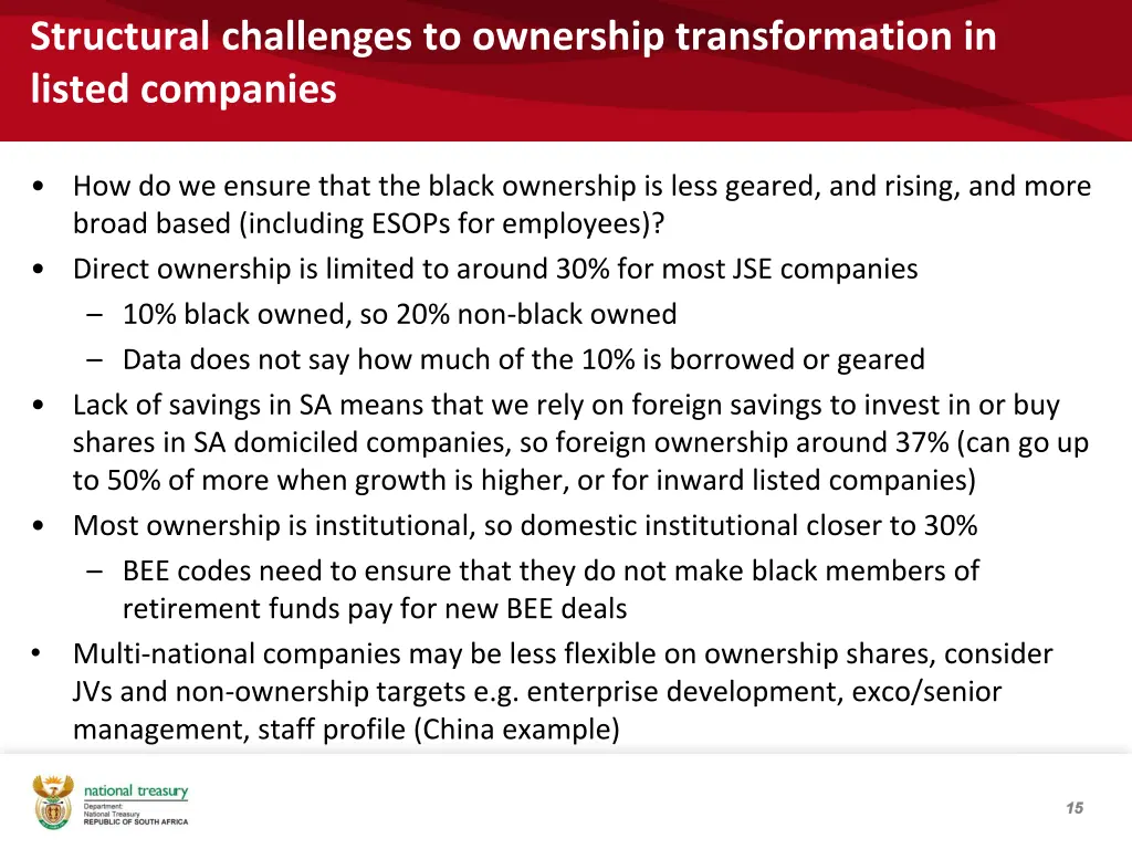 structural challenges to ownership transformation