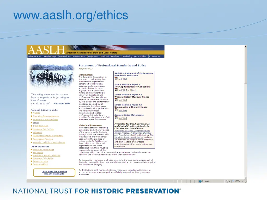 www aaslh org ethics