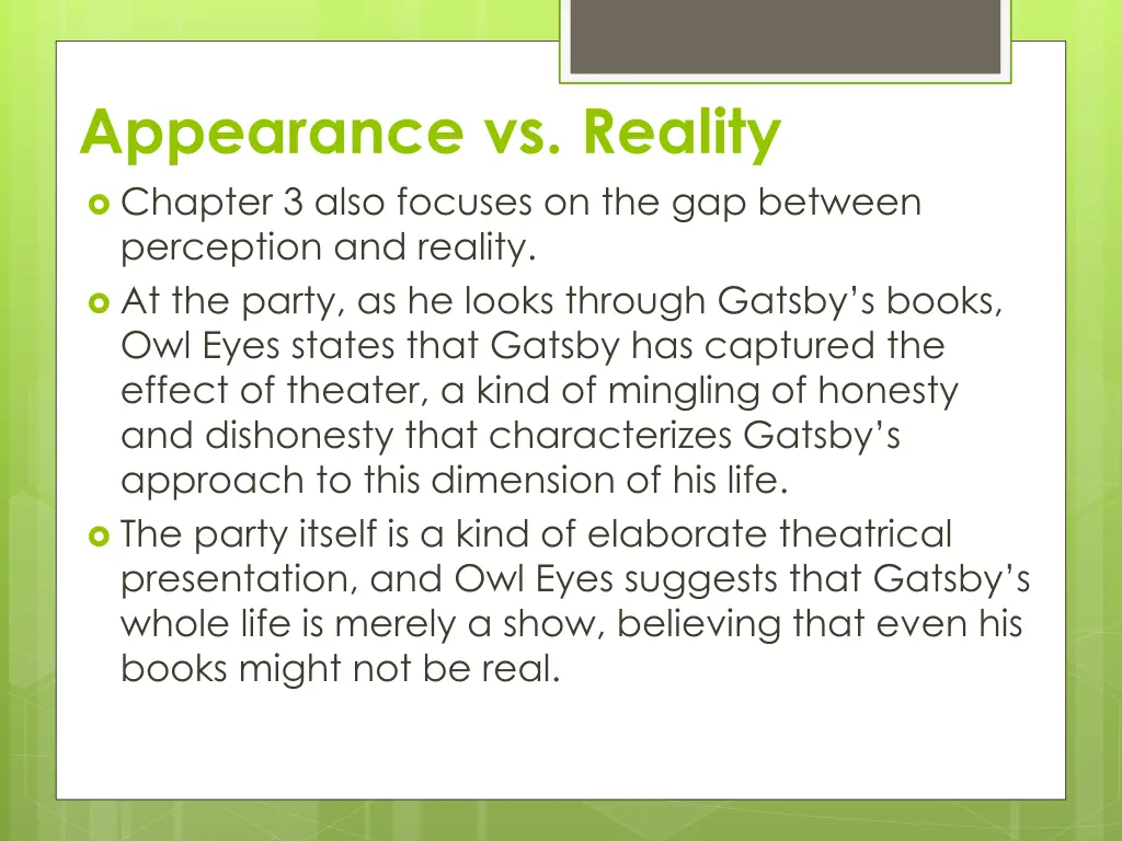 appearance vs reality chapter 3 also focuses