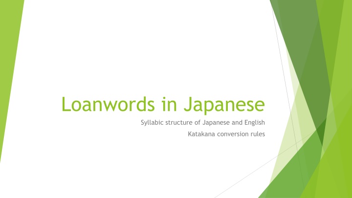 loanwords in japanese syllabic structure