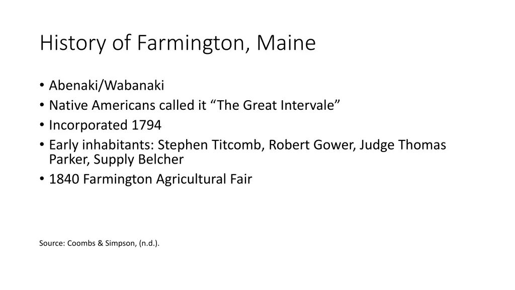 history of farmington maine