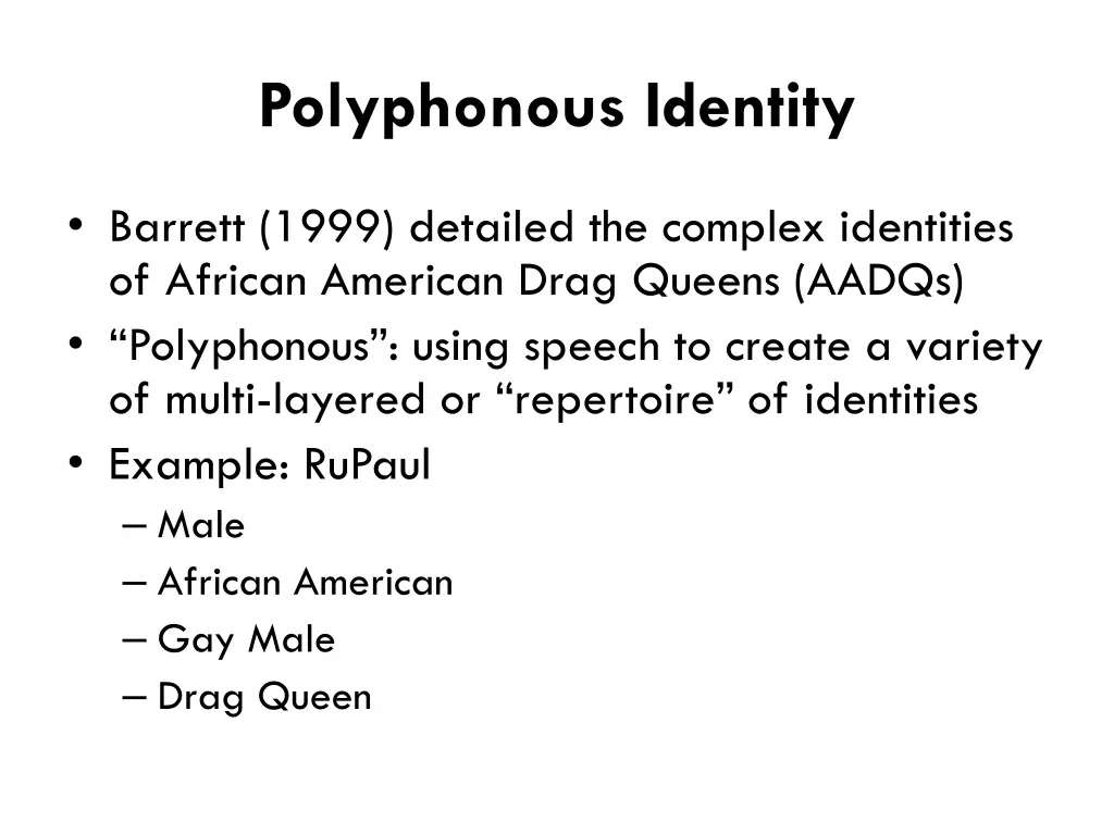 polyphonous identity