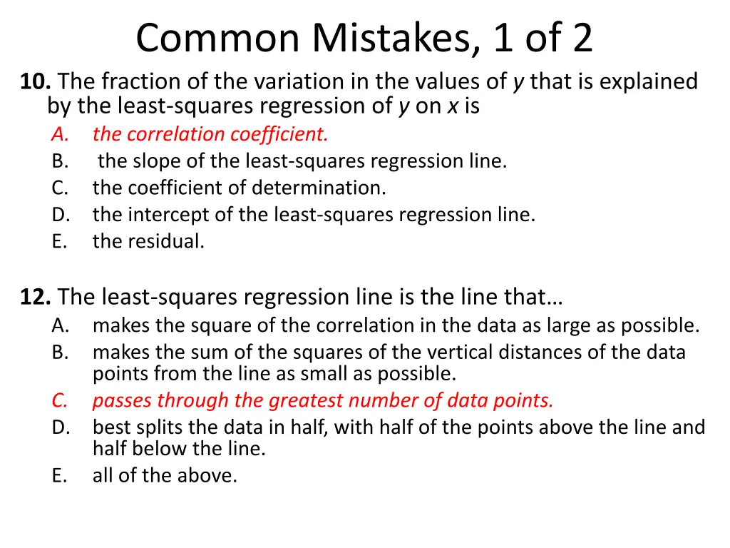 common mistakes 1 of 2 10 the fraction