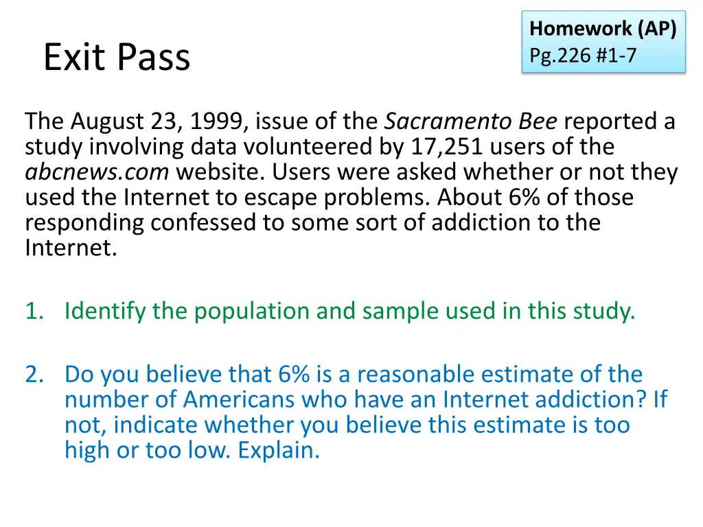 homework ap pg 226 1 7 1