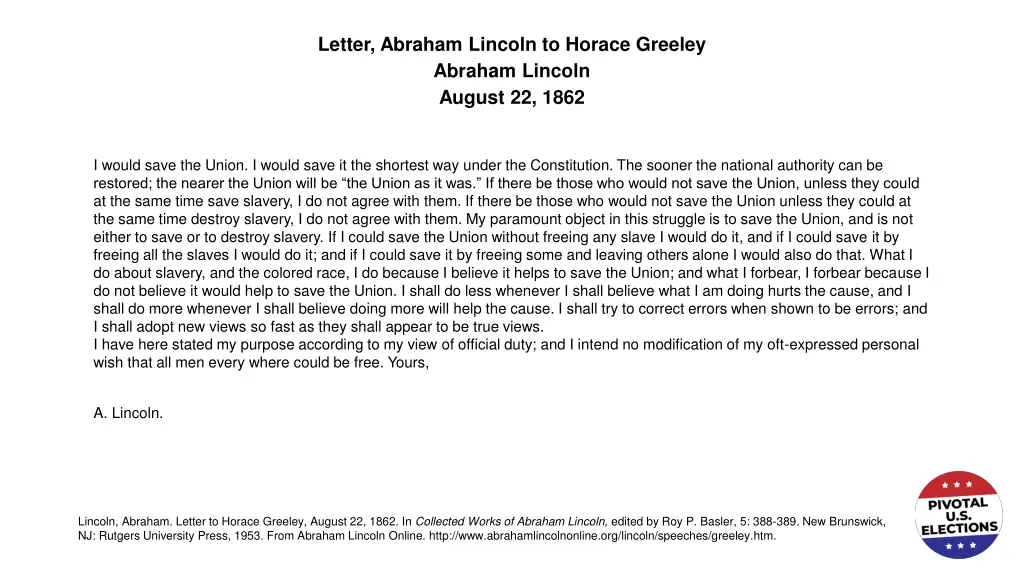 letter abraham lincoln to horace greeley abraham 1