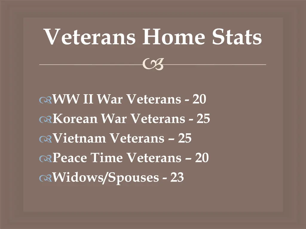 veterans home stats