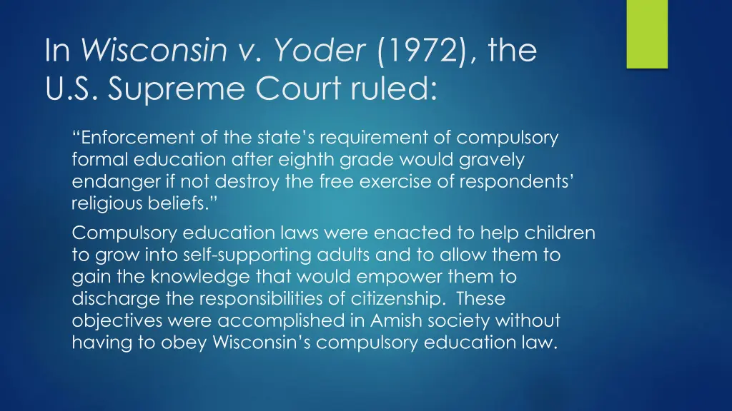 in wisconsin v yoder 1972 the u s supreme court