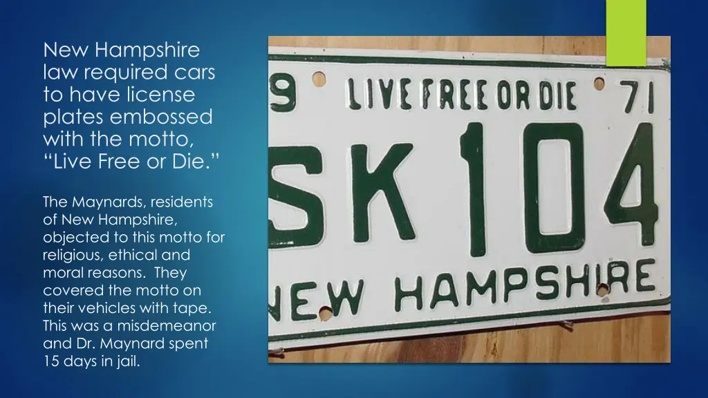 new hampshire law required cars to have license