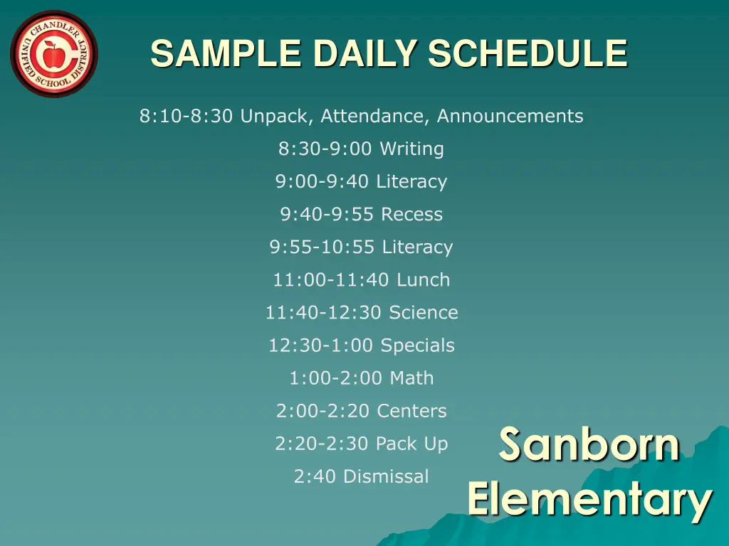 sample daily schedule