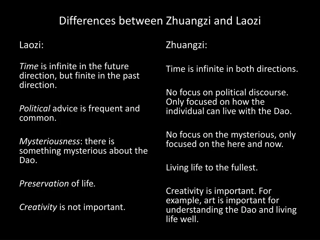 differences between zhuangzi and laozi