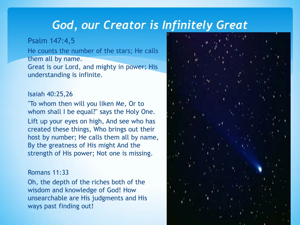 god our creator is infinitely great