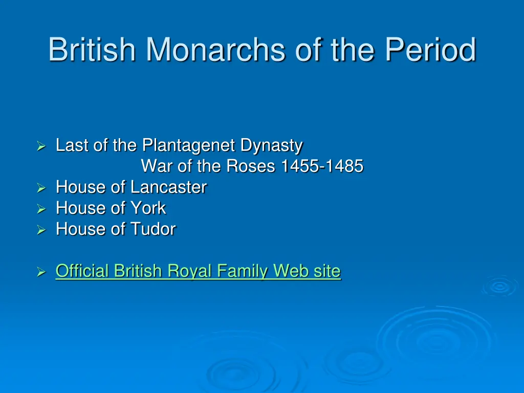 british monarchs of the period