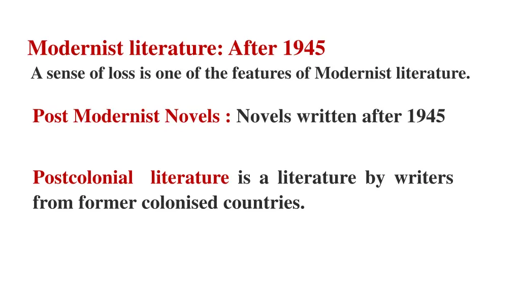 modernist literature after 1945 a sense of loss