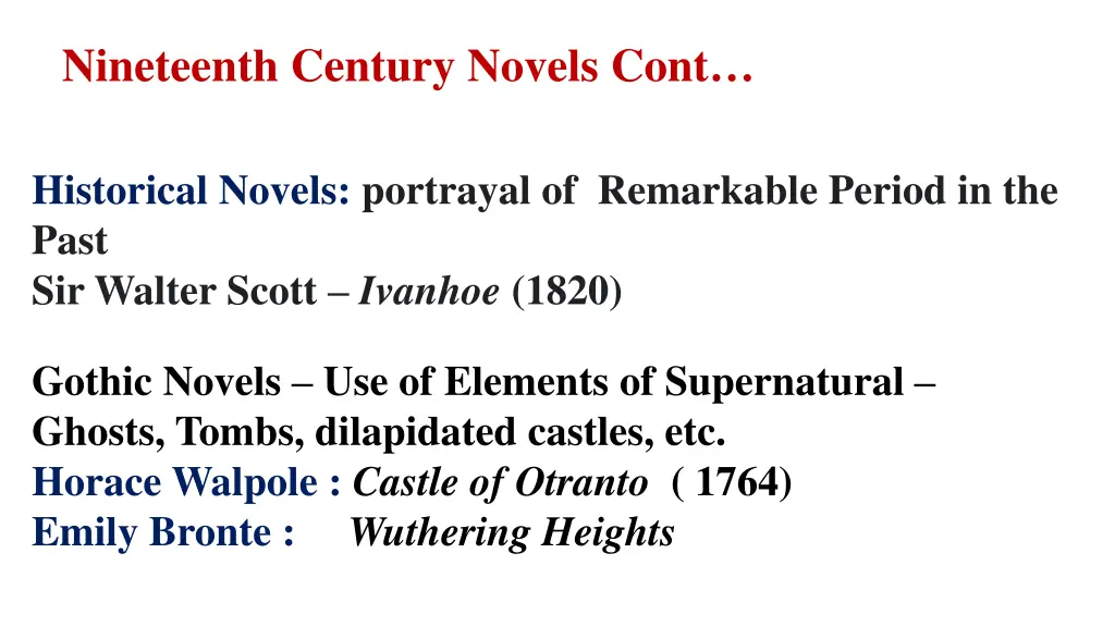 nineteenth century novels cont