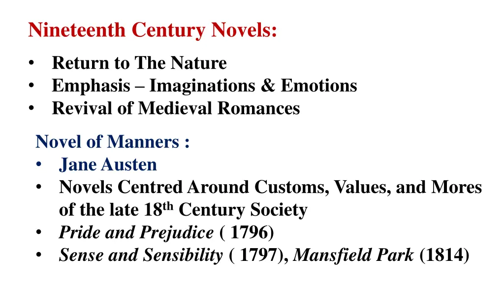 nineteenth century novels