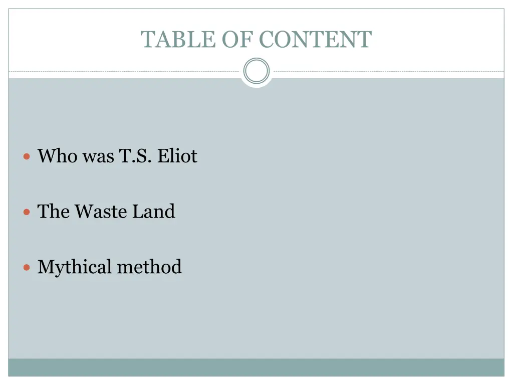 table of content