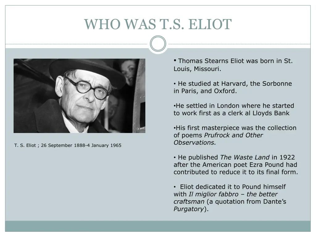 who was t s eliot