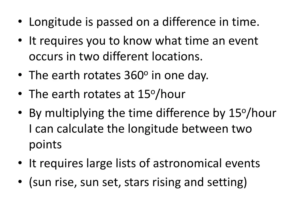 longitude is passed on a difference in time