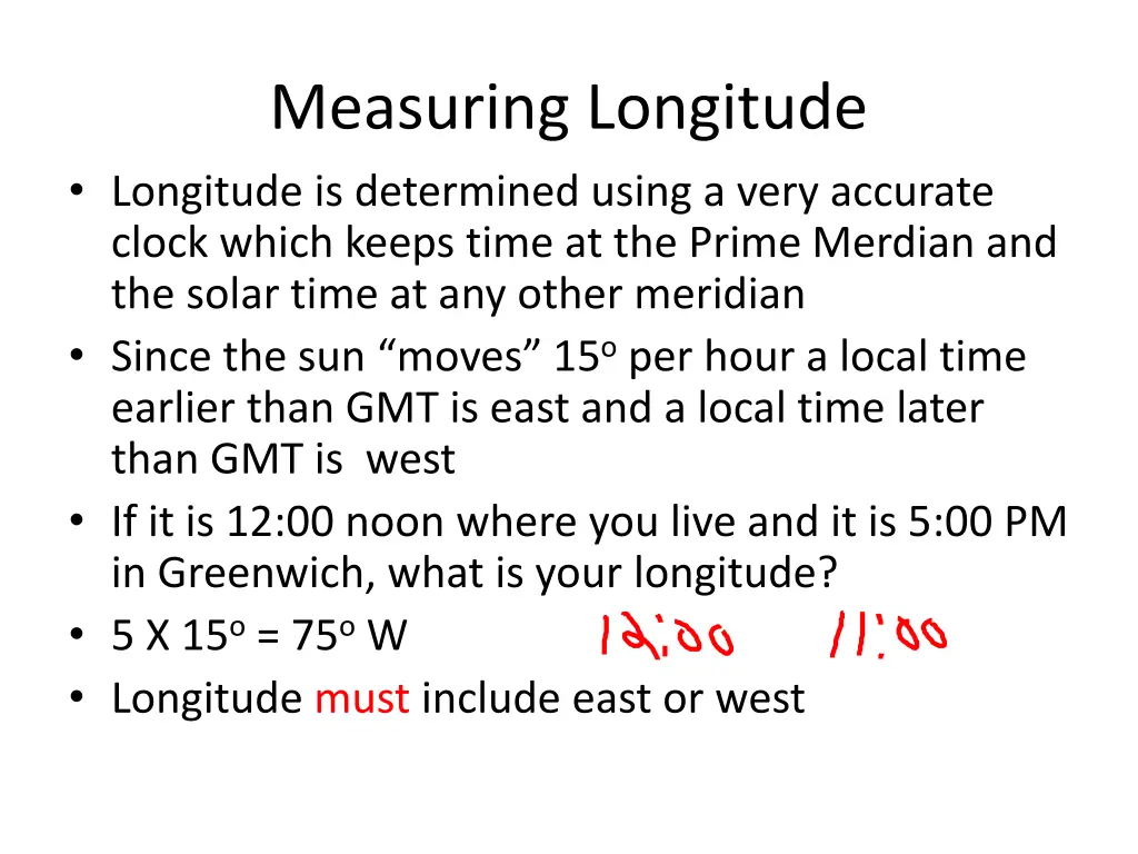 measuring longitude longitude is determined using