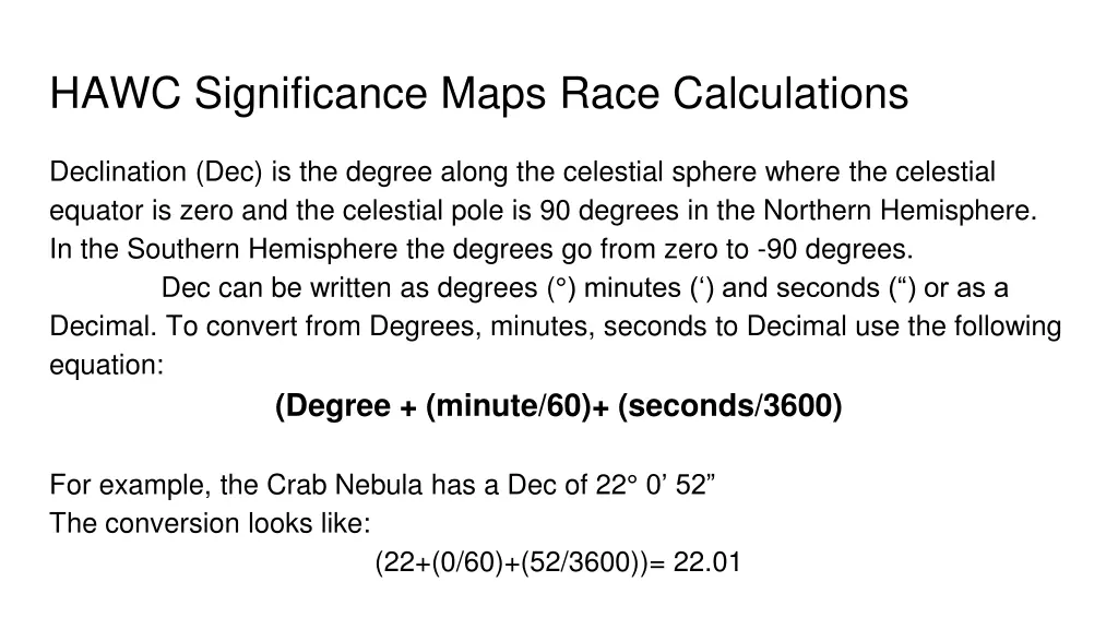 hawc significance maps race calculations 1