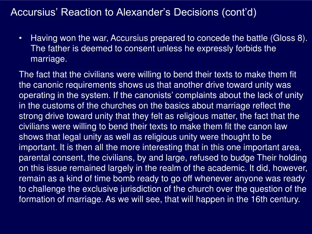 accursius reaction to alexander s decisions cont d 1