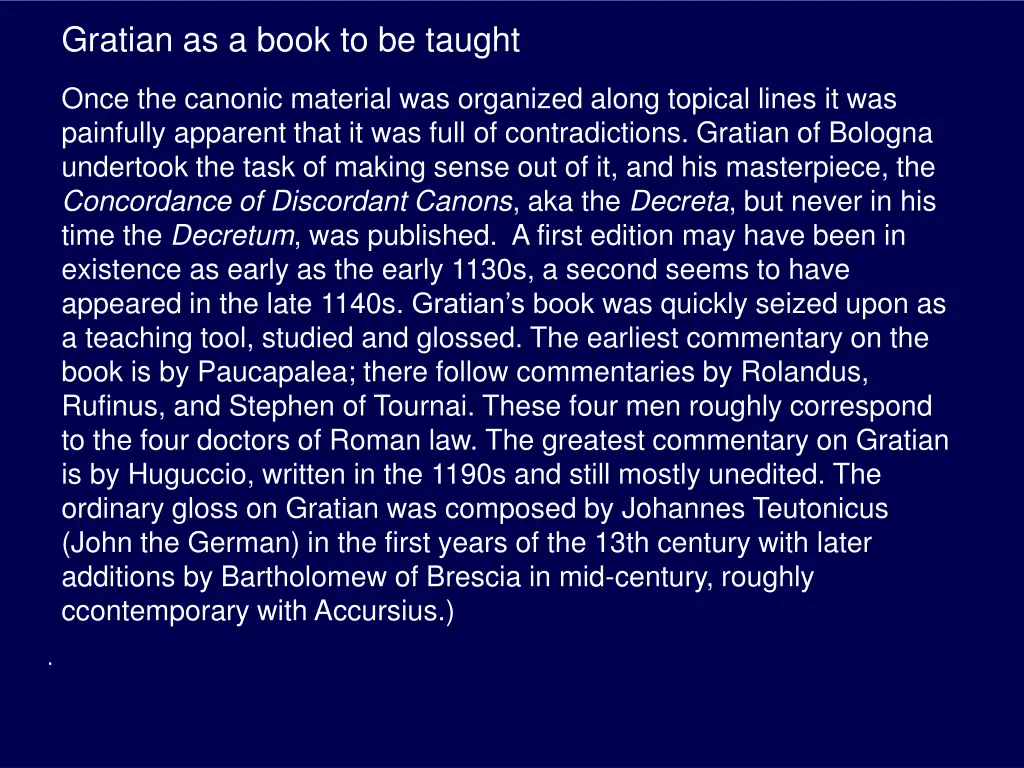 gratian as a book to be taught