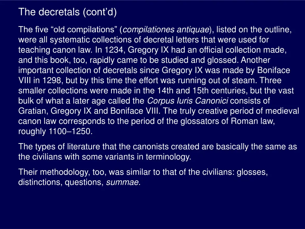 the decretals cont d