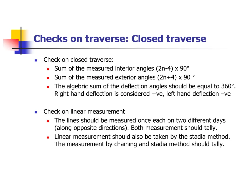 checks on traverse closed traverse