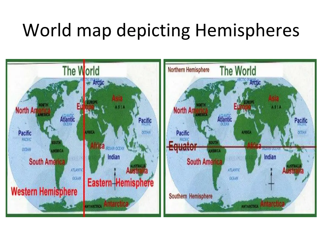 world map depicting hemispheres