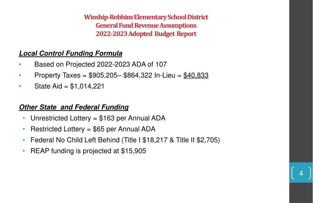 winship robbins elementary school district 1