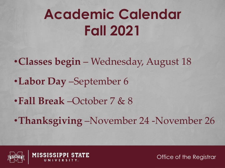 academic calendar fall 2021