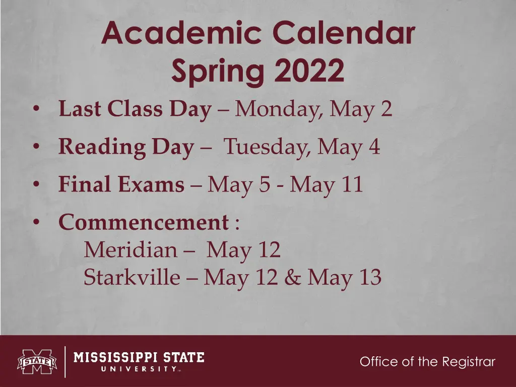 academic calendar spring 2022 last class