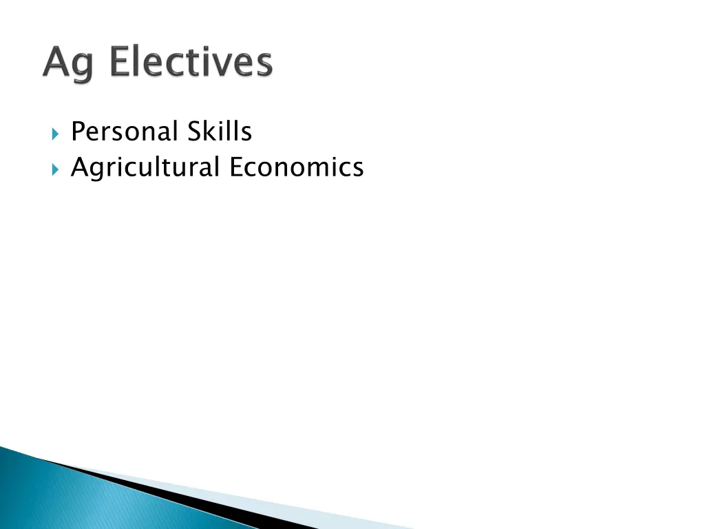 personal skills agricultural economics