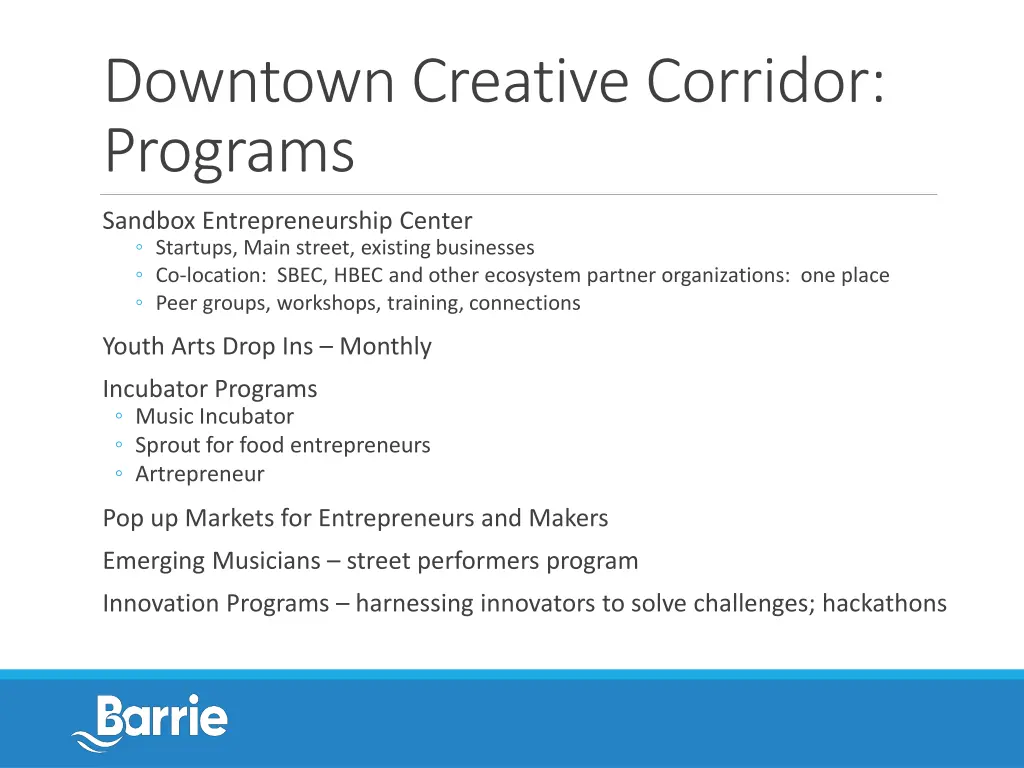 downtown creative corridor programs