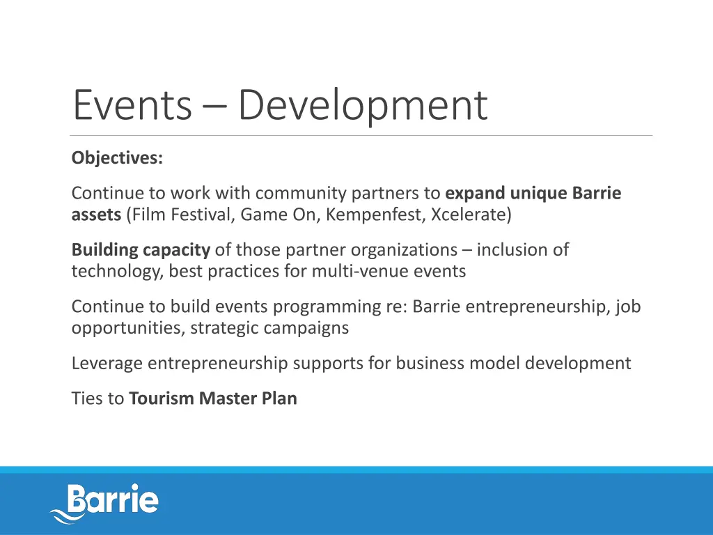 events development