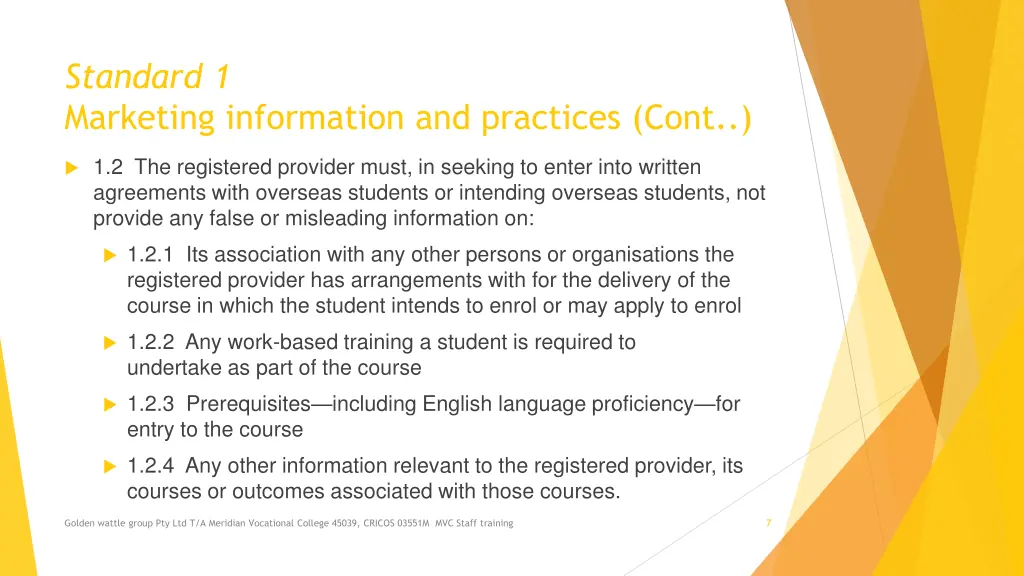 standard 1 marketing information and practices 1