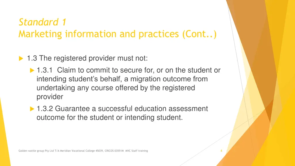 standard 1 marketing information and practices 2