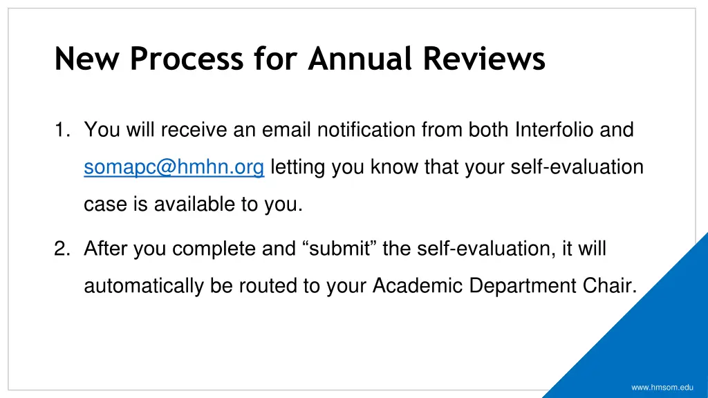 new process for annual reviews