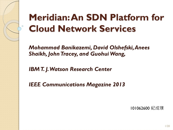 meridian an sdn platform for cloud network