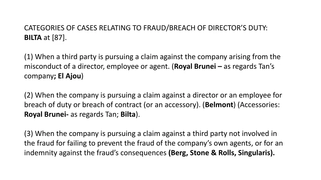 categories of cases relating to fraud breach