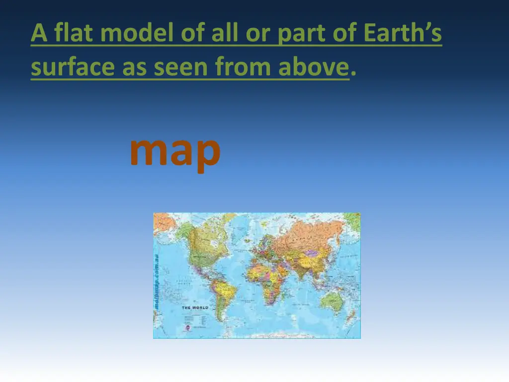 a flat model of all or part of earth s surface