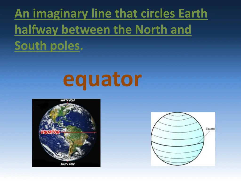 an imaginary line that circles earth halfway