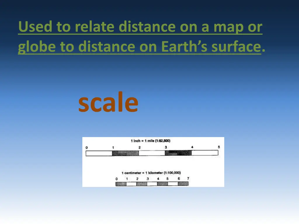 used to relate distance on a map or globe