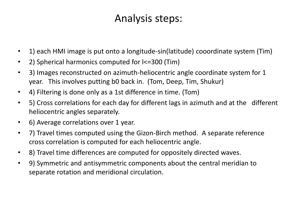 analysis steps