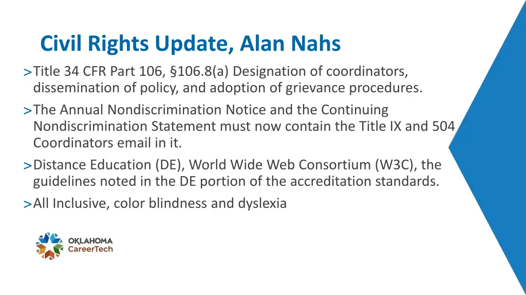 civil rights update alan nahs title 34 cfr part