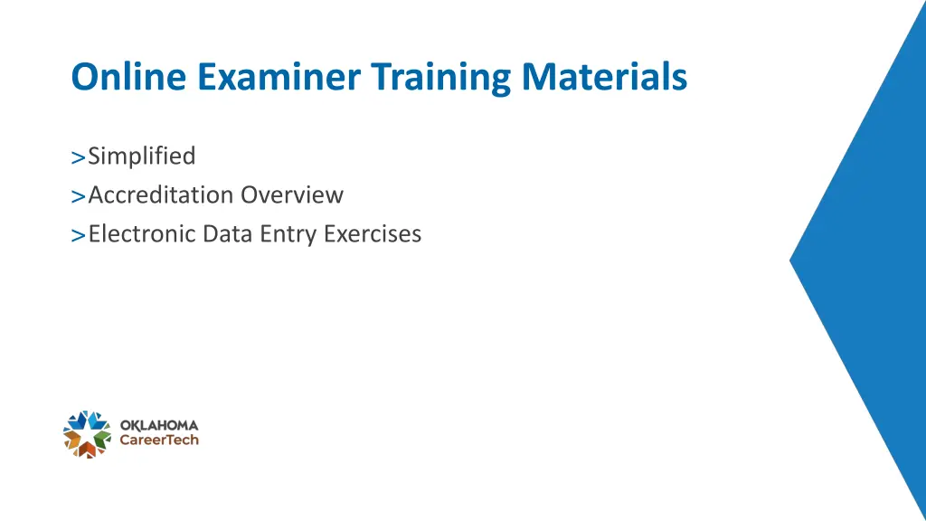 online examiner training materials