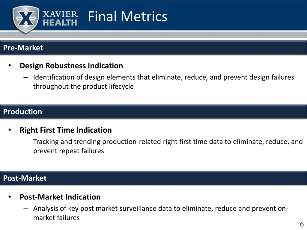 final metrics